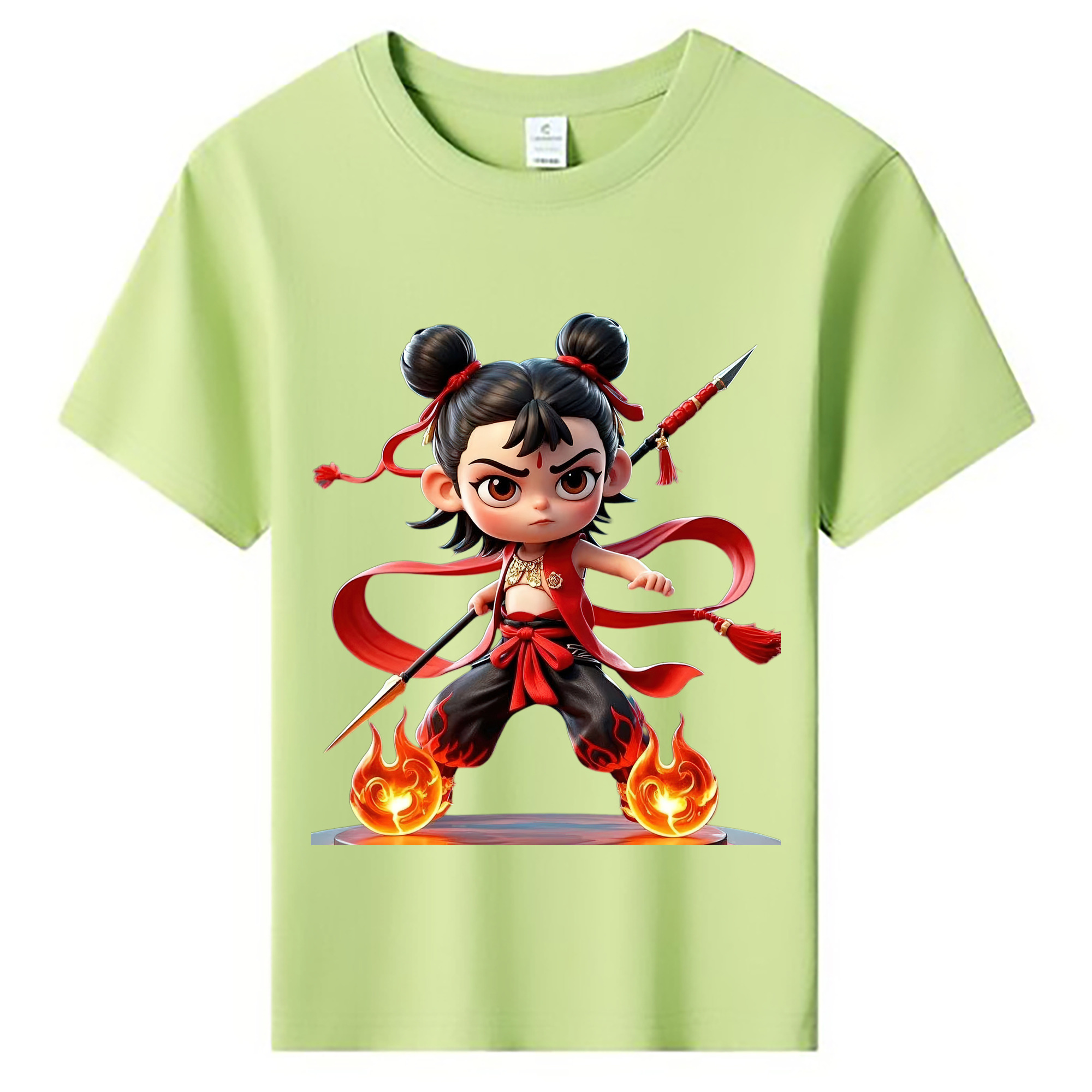 （画像用） Ne Zha 2 ナタ 魔童の大暴れ 綿100％キッズTシャツ（フロントプリント）